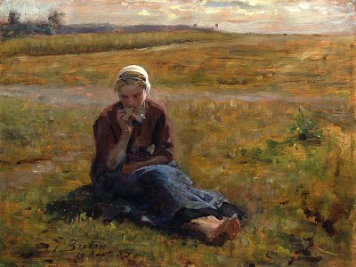 Study for The Snack von Jules Breton als Kunstdruck auf Leinwand