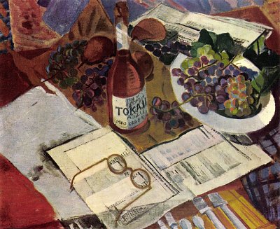Still Life with Tokaji von Jules Derkovits als Kunstdruck auf Leinwand