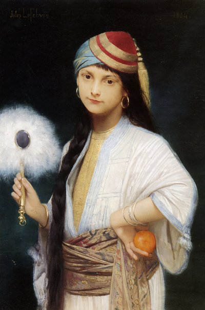 The Feathered Fan von Jules Joseph Lefebvre als Kunstdruck auf Leinwand