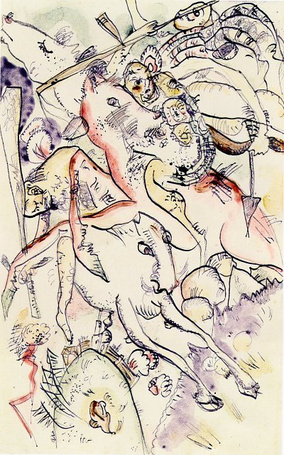 Studie fuer Die apokalyptischen Reiter von Kandinsky als Kunstdruck auf Leinwand