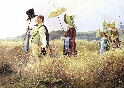 Der Sonntagsspaziergang Detail von Karl Spitzweg als Kunstdruck auf Leinwand