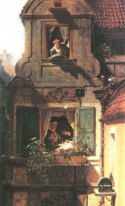 Der abgefangene Liebesbrief von Karl Spitzweg als Kunstdruck auf Leinwand