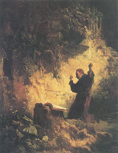 Der gaehnende Klausner von Karl Spitzweg als Kunstdruck auf Leinwand