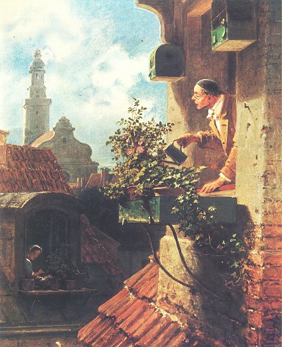 Die Dachstube Ein Hypochonder von Karl Spitzweg als Kunstdruck auf Leinwand