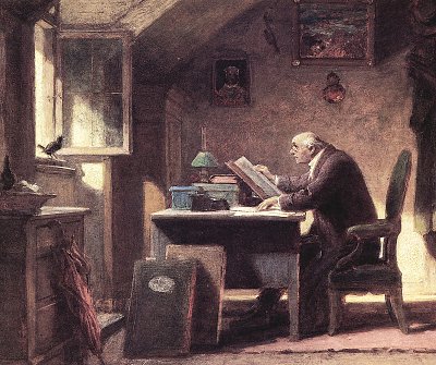 Ein Besuch von Karl Spitzweg als Kunstdruck auf Leinwand