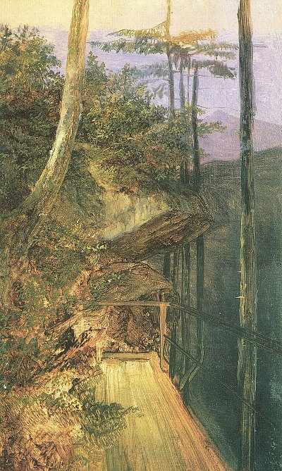 Farbstudie der Via Mala von Karl Spitzweg als Kunstdruck auf Leinwand
