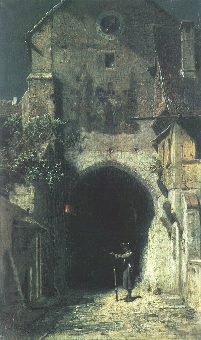 Gaehnende Schildwache Gaehnender Posten von Karl Spitzweg als Kunstdruck auf Leinwand