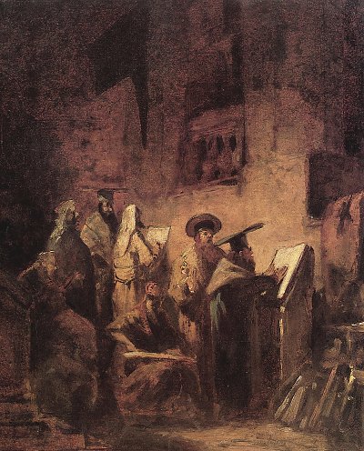 In der Synagoge von Karl Spitzweg als Kunstdruck auf Leinwand