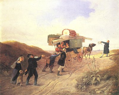 Reisende Komoedianten von Karl Spitzweg als Kunstdruck auf Leinwand