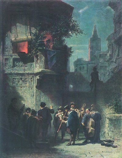 Spanisches Staendchen von Karl Spitzweg als Kunstdruck auf Leinwand