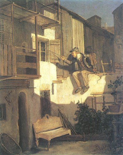 Staendchen im Mondschein von Karl Spitzweg als Kunstdruck auf Leinwand