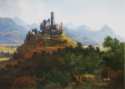 Blick auf die Godesburg und das Siebengebirge von Karl Bodmer als Kunstdruck auf Leinwand