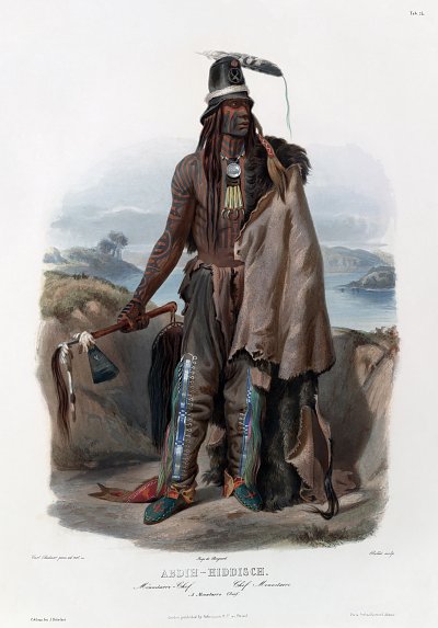 Ein Minatarre Chef von Karl Bodmer als Kunstdruck auf Leinwand