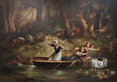 Erfassung der Calloway Mädchen und Jemima Boone von Karl Bodmer als Kunstdruck auf Leinwand