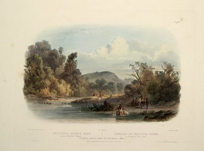 Washinga Saba's Grab vor den Blackbirds Bergen von Karl Bodmer als Kunstdruck auf Leinwand