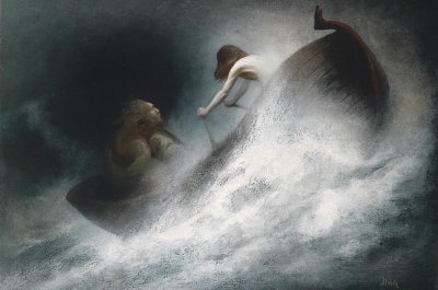 Der Rettung entgegen von Karl Wilhelm Diefenbach als Kunstdruck auf Leinwand