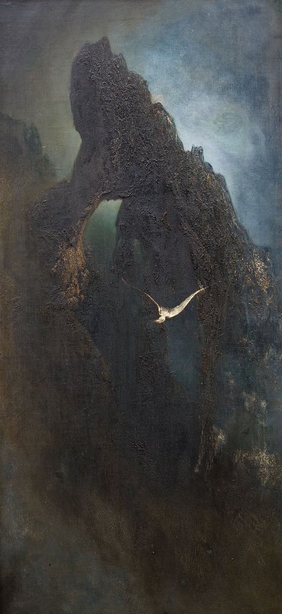Möwe vor den Klippen von Capri von Karl Wilhelm Diefenbach als Kunstdruck auf Leinwand