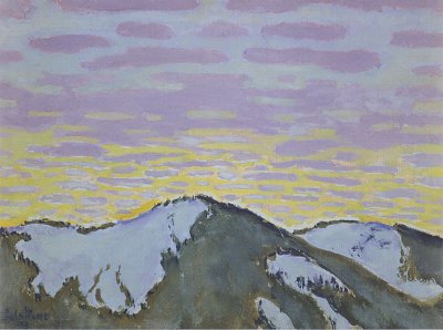 Berggipfel mit farbigen Wolken von Koloman Moser als Kunstdruck auf Leinwand