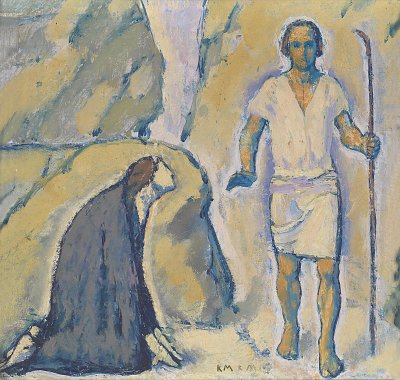 Christus und Magdalena von Koloman Moser als Kunstdruck auf Leinwand