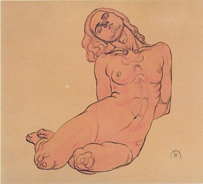 Kauernde Frau von Koloman Moser als Kunstdruck auf Leinwand