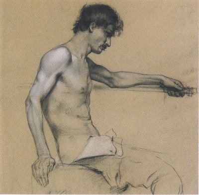 Maennliche Aktstudie von Koloman Moser als Kunstdruck auf Leinwand