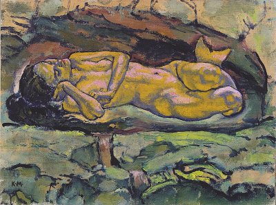 Meerjungfrau von Koloman Moser als Kunstdruck auf Leinwand