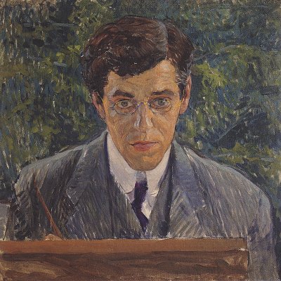Portraet des Malers Carl Otto Czeschka von Koloman Moser als Kunstdruck auf Leinwand