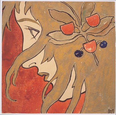 Profilbildnis eines Maedchens von Koloman Moser als Kunstdruck auf Leinwand