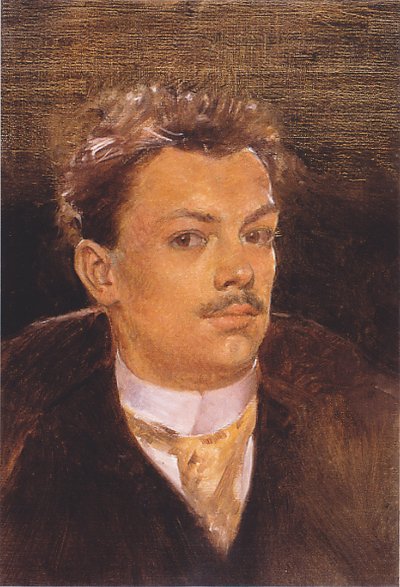 Selbstportaet als junger Mann von Koloman Moser als Kunstdruck auf Leinwand