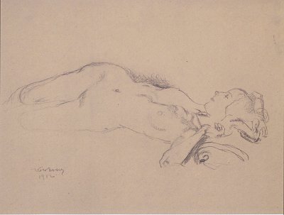 Weiblicher Akt von Koloman Moser als Kunstdruck auf Leinwand