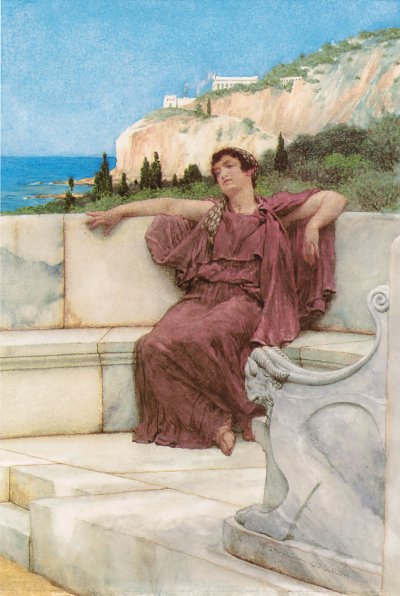 A Female Figure Resting von Lawrence Alma-Tadema als Kunstdruck auf Leinwand