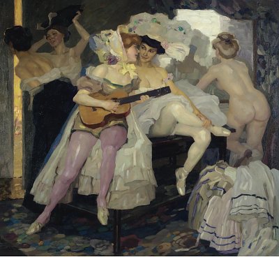 Behind the Scenes von Leo Putz als Kunstdruck auf Leinwand