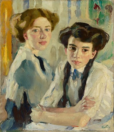 Blond und Bruenett von Leo Putz als Kunstdruck auf Leinwand