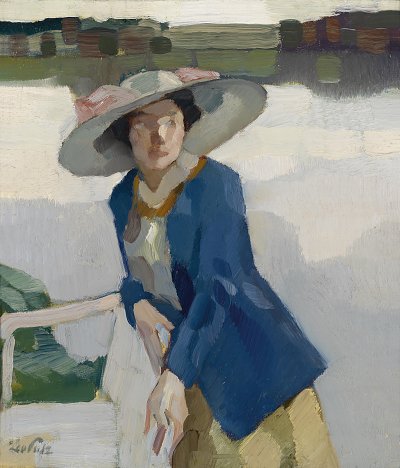 Frieda am Langenbuerger See von Leo Putz als Kunstdruck auf Leinwand