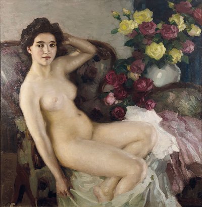 Im Atelier von Leo Putz als Kunstdruck auf Leinwand