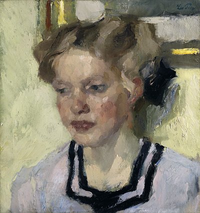 Portrait Mina Hasch von Leo Putz als Kunstdruck auf Leinwand