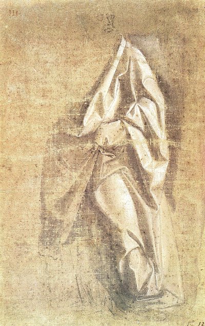 Gewandstudie fuer eine stehende Figur in Frontalansicht 2 von Leonardo da Vinci als Kunstdruck auf Leinwand