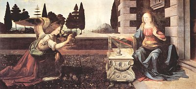 Verkuendigung an Maria 2 von Leonardo da Vinci als Kunstdruck auf Leinwand