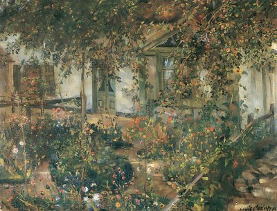 Bluehender Bauerngarten von Lovis Corinth als Kunstdruck auf Leinwand