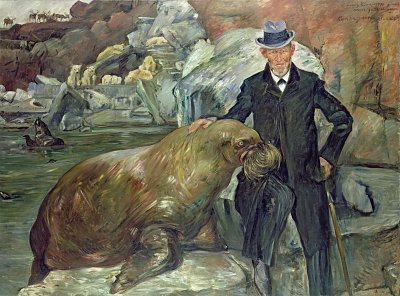 Carl Hagenbeck in seinem Tierpark von Lovis Corinth als Kunstdruck auf Leinwand