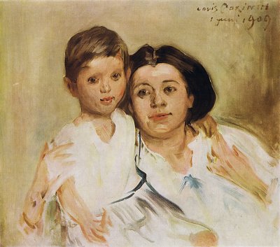 Charlotte Berend Corinth mit Sohn Thomas von Lovis Corinth als Kunstdruck auf Leinwand