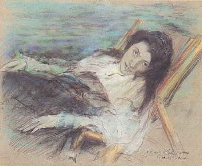 Charlotte Berend im Liegestuhl von Lovis Corinth als Kunstdruck auf Leinwand