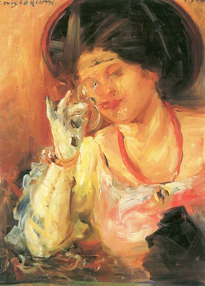 Dame mit Weinglas von Lovis Corinth als Kunstdruck auf Leinwand