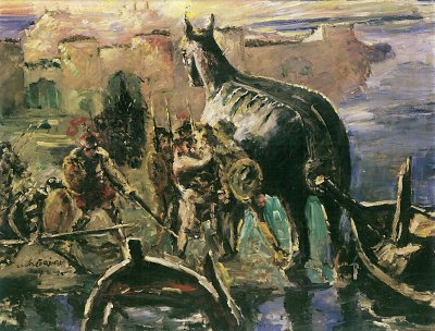 Das Trojanische Pferd von Lovis Corinth als Kunstdruck auf Leinwand