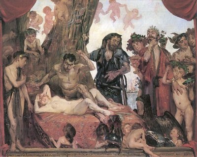 Das homerische Gelaechter von Lovis Corinth als Kunstdruck auf Leinwand