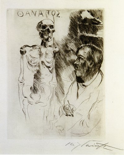 Der Kuenstler und der Tod I von Lovis Corinth als Kunstdruck auf Leinwand
