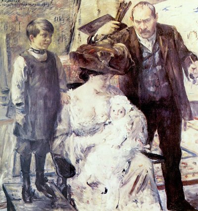Der Kuenstler und seine Familie von Lovis Corinth als Kunstdruck auf Leinwand