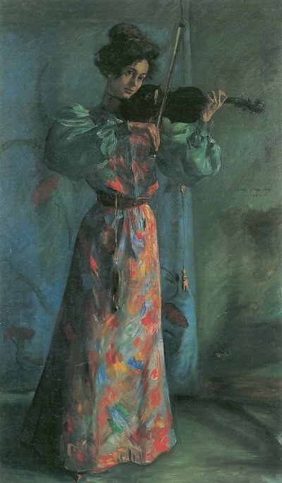Die Geigenspielerin von Lovis Corinth als Kunstdruck auf Leinwand