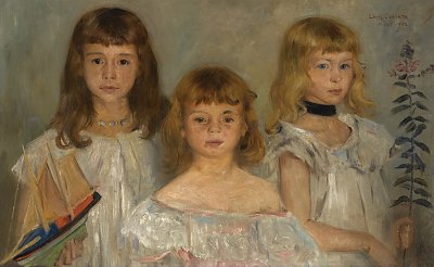 Drei kleine Maedchen von Lovis Corinth als Kunstdruck auf Leinwand