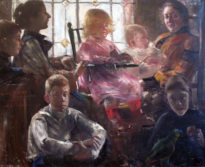 Familie des Malers Fritz Rumpf von Lovis Corinth als Kunstdruck auf Leinwand